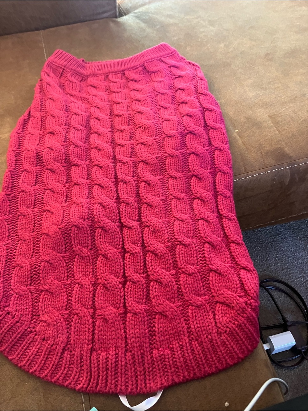 Top Paw Pink Cable Knit Dog Sweater